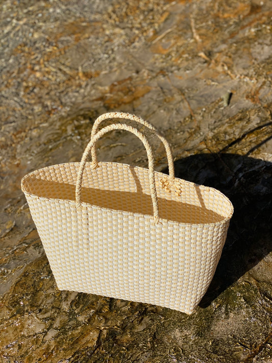 panier éco tote • blanc et jaune doré