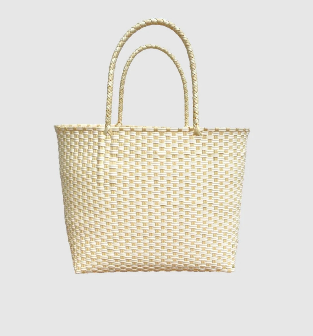 panier éco tote • blanc et jaune doré