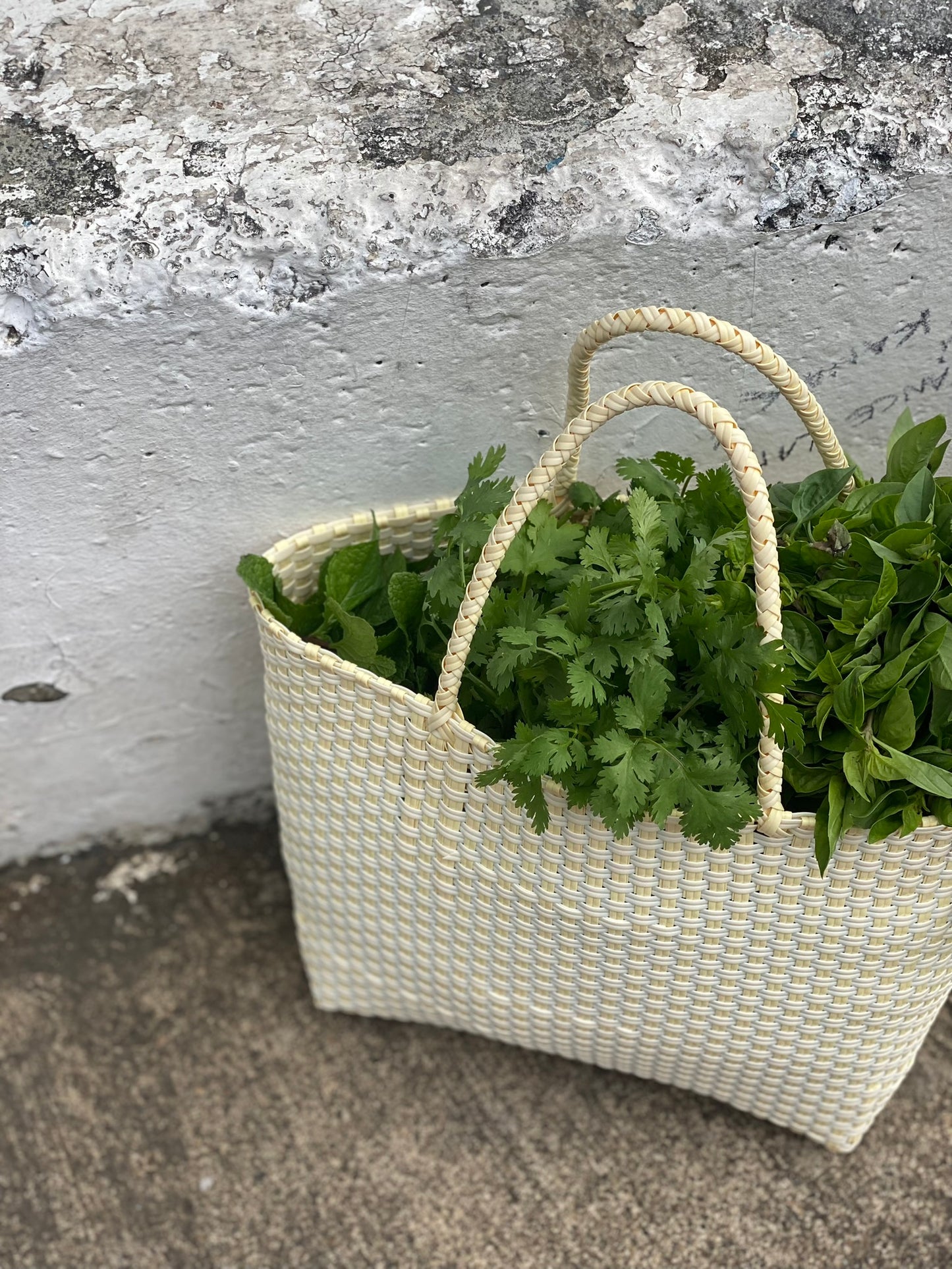 panier éco tote • blanc et jaune doré