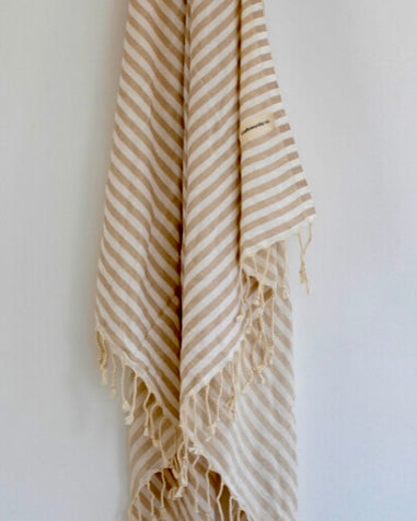 fouta • rayures beige