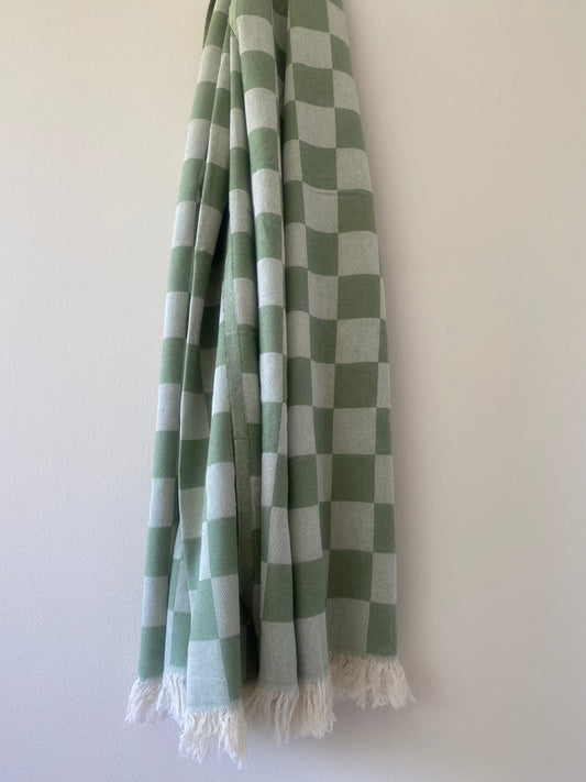 fouta xl - carreaux vert