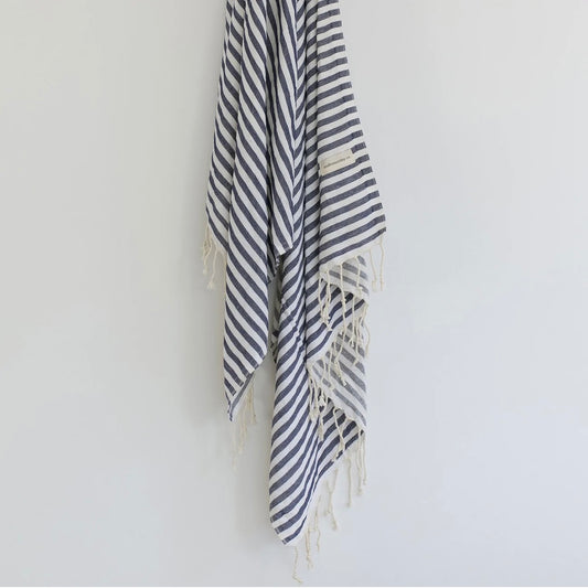 fouta • rayures bleu marine